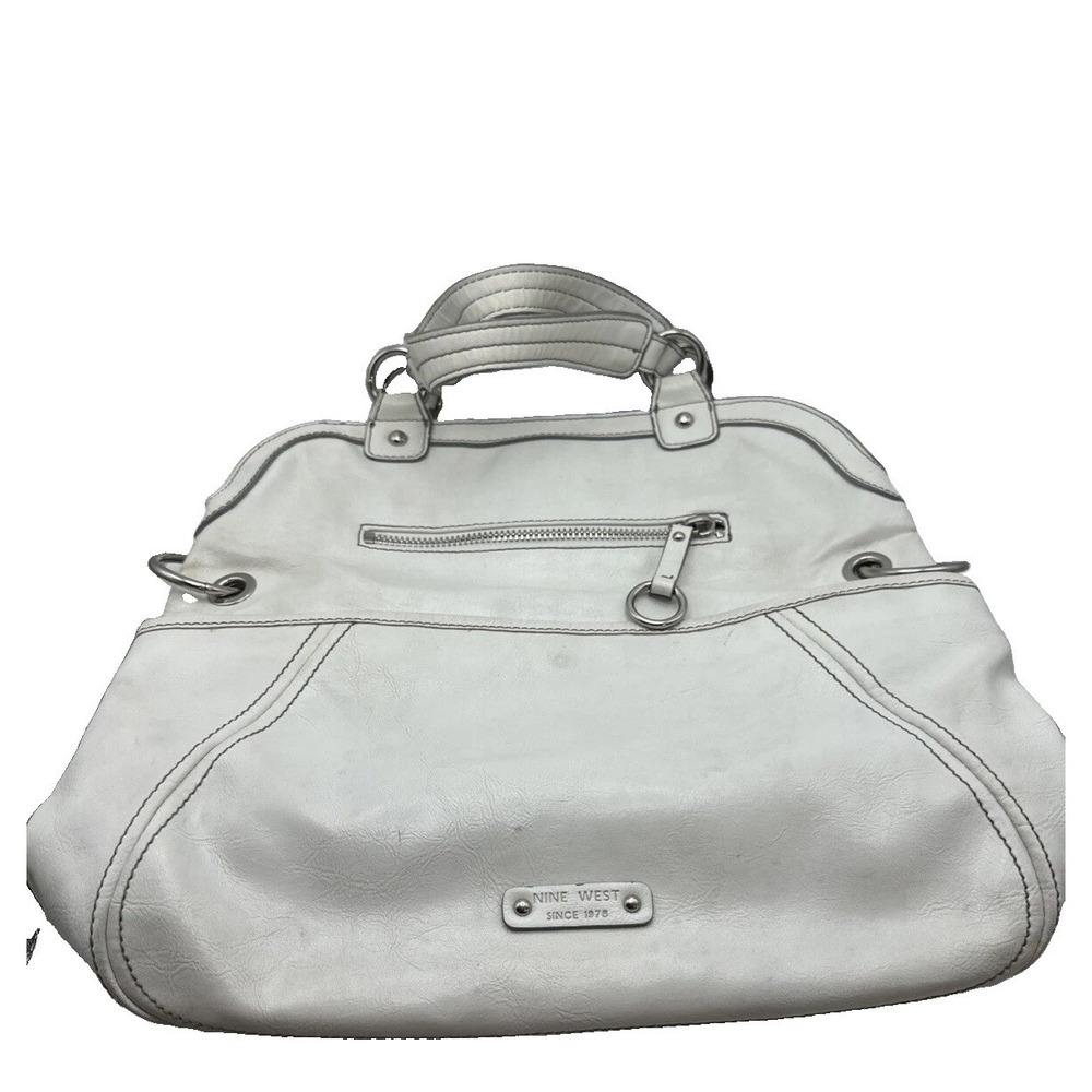 Nine West Large  White Fold Over Handbag, Shoulder Bag (shoulder Strap Missing)